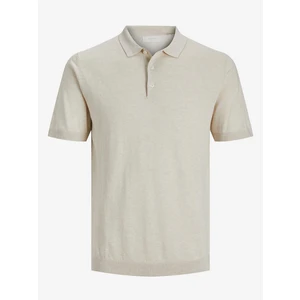 Creamy Men's Polo T-shirt with Linen Jack & Jones Rigor - Men