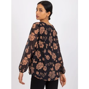 Black and camel blouse with a viscose Liana