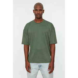 Trendyol Dark Green Men's Basic Crew Neck Oversize Short Sleeve T-Shirt