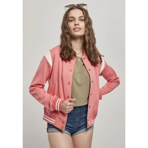 Ladies Inset College Sweat Jacket Palepink/whitesand