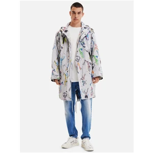 Light gray men's patterned parka with detachable insert Desigual Fele - Men