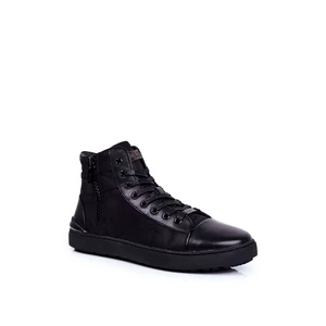 Mens Sneakers Goe Leather Black Shoes GG1N3019