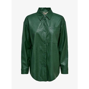 Green Leatherette Shirt Jacket ONLY Mia - Women