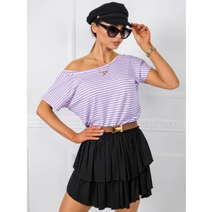 RUE PARIS White and purple striped t-shirt