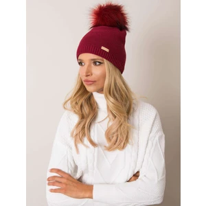 RUE PARIS Burgundy cap with a pompom