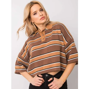 RUE PARIS Brown striped blouse