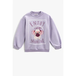 Koton Dog Printed Sweatshirt Crew Neck