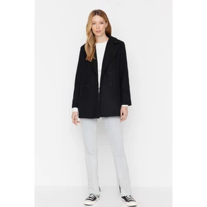 Trendyol Black Buttoned Lined Stamp Coat