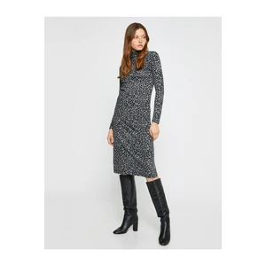 Koton Leopard Pattern Dress Turtleneck Long Sleeve