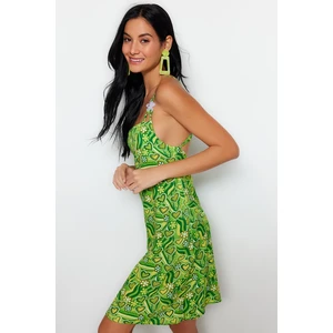 Trendyol Floral Patterned Mini Woven Beach Dress