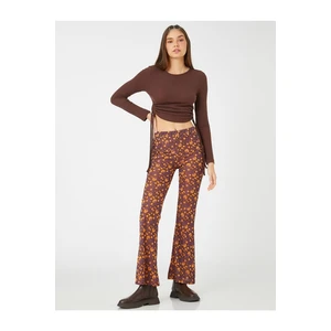 Koton Floral Spanish Leg Trousers. Elastic Waist.