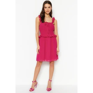 Trendyol Fuchsia Mini Woven Lined, Frill Dress