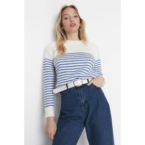 Trendyol Ecru Soft Textured Striped Knitwear Sweater