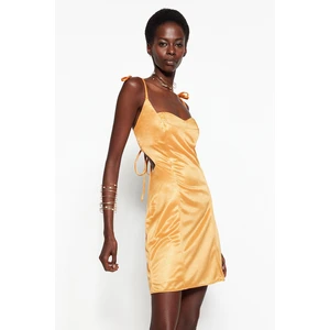 Trendyol Orange Lined, Knitted Fastener Satin Evening Dress