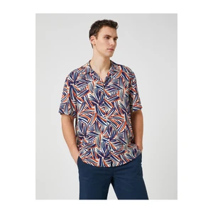 Koton Summer Shirt with Short Sleeves, Turndown Collar