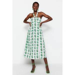 Trendyol Green Woven Collar Detailed Midi Dress