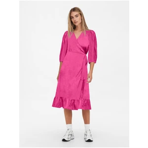 Dark pink ladies satin wrap midishats ONLY Olivia - Ladies