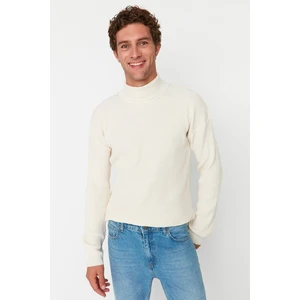 Trendyol Men's Ecru Oversize Wide Fit Turtleneck Basic Sweater