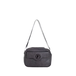 Dark gray women's messenger bag made of eco-leather