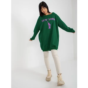 Dark green and purple long oversize sweatshirt