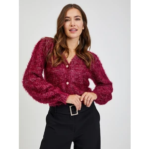 Women's Burgundy Cardigan with Metallic Fibres ORSAY - Ladies