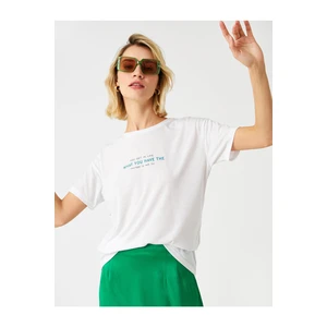 Koton Oversized T-Shirt Printed Short Sleeves