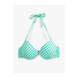 Koton Plaid Bikini Top with Lacing Detail