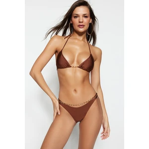 Trendyol Brown Chain Accessory Regular Leg Bikini Bottoms