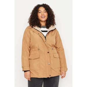 Trendyol Curve Plus Size Winterjacket - Brown - Parka