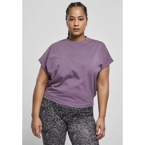 Ladies Short Pigment Dye Cut On Sleeve Tee Duskviolet