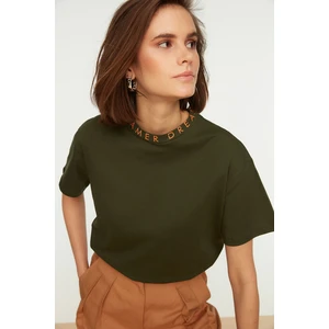 Trendyol Green Stand Up Collar Basic Knitted T-Shirt