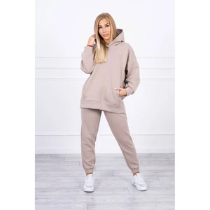 Insulated set with hoodie dark beige