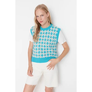 Trendyol Blue Jacquard Knitwear Sweater