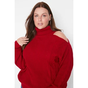 Trendyol Curve Plus Size Sweater - Red - Relaxed fit