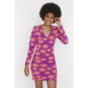 Trendyol Purple Jacquard Knitwear Dress