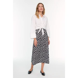 Trendyol Black and White Patterned Knitted Scuba Crepe Skirt