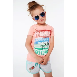 Girls' T-shirt with peach print