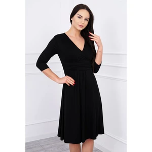 Dress with cut-off under the bust, 3/4 sleeves black