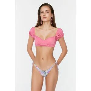 Trendyol Lilac Floral Patterned Gipe Bikini Bottom