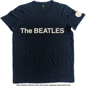 The Beatles Tricou Logo & Apple Albastră S