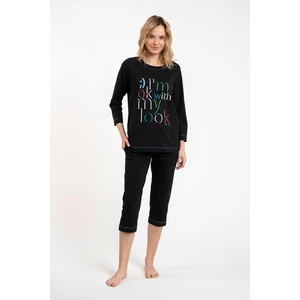 Women's pyjamas Olza, 3/4 sleeve, 3/4 legs - black