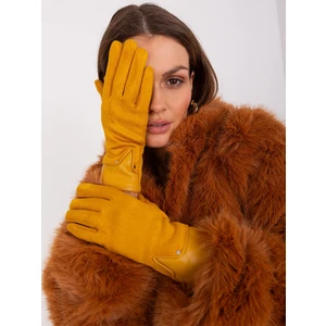 Dark yellow elegant women's gloves