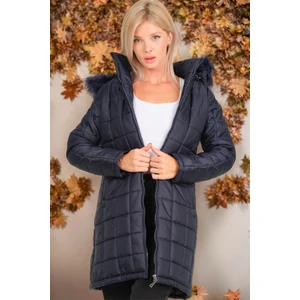 Z6653 DEWBERRY WOMEN'S COAT-PLAIN NAVY BLUE