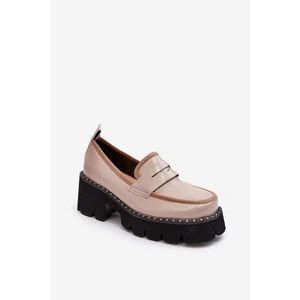 Women's leather loafers Beige