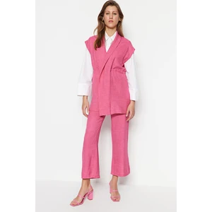 Trendyol Fuchsia Piecing Linen Look Kimono-Pants Set