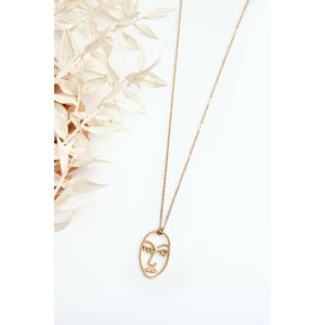 Women's delicate chain with a face motif, gold