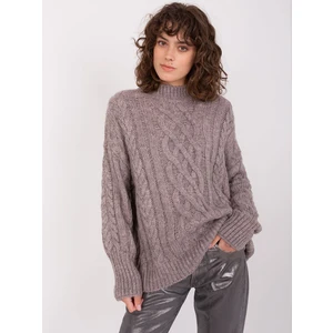 Dark gray women's sweater with cable knits