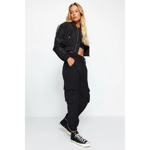 Trendyol Black Woven Cargo Trousers with Pocket