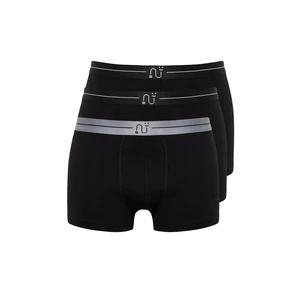 Trendyol 3-Pack bavlněné boxerky s černým vzorovaným elastickým páskem