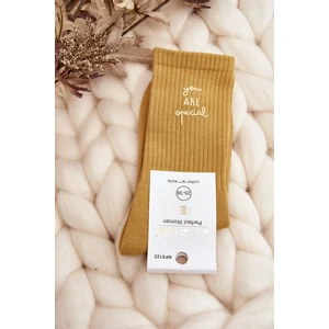 Women's plain socks with yellow lettering